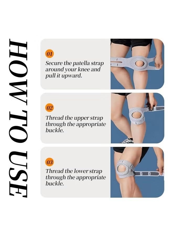 1 Pcs Knee Brace for Women Men | Pain Relief Adjustable Patellar Tendon Support Sleeves Brace Knee Joint Strap for Hiking Joint Support Brace for Men and Women, Athletic Support for Running, Walking, Exercise Recovers(Grey) - Image 3